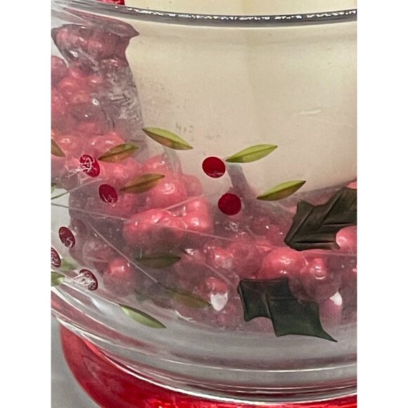 Handmade Christmas candle decoration glass holder painted with holly red READ - Picture 7 of 7